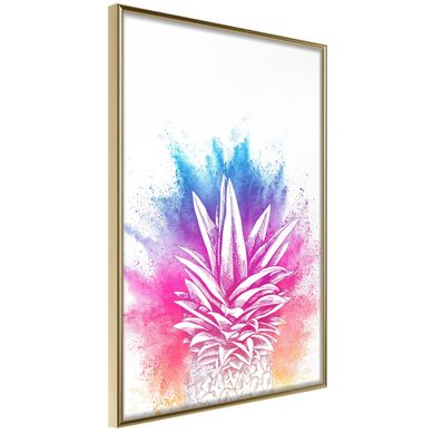 Affiche Murale Encadrée "rainbow Pineapple Crown" 40 X 60 Cm Doré
