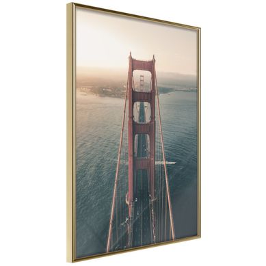 Affiche Murale Encadrée "bridge In San Francisco I" 21 X 30 Cm Doré