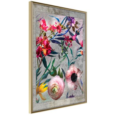 Affiche Murale Encadrée "scattered Flowers" 30 X 42 Cm Doré