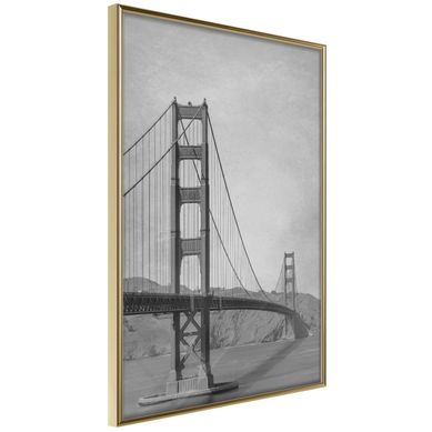 Affiche Murale Encadrée "bridge In San Francisco Ii" 21 X 30 Cm Doré