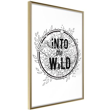 Affiche Murale Encadrée "connect With Nature" 30 X 42 Cm Doré