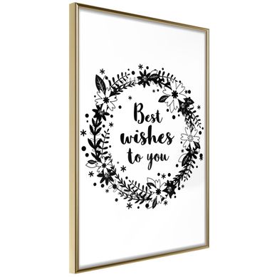 Affiche Murale Encadrée "best Wishes" 40 X 60 Cm Doré