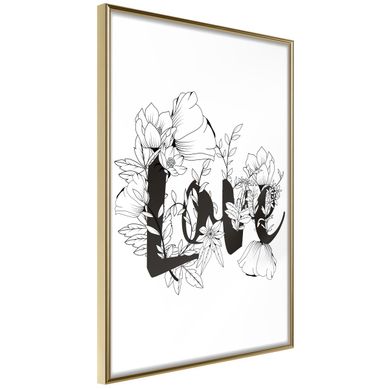 Affiche Murale Encadrée "blossoming Love" 30 X 42 Cm Doré