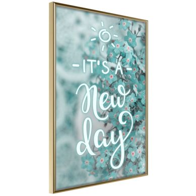 Affiche Murale Encadrée "new Day" 30 X 42 Cm Doré