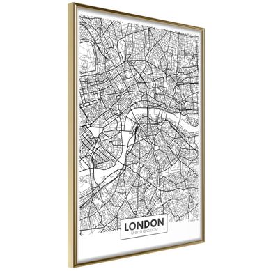 Affiche Murale Encadrée "city Map London" 30 X 42 Cm Doré