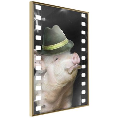 Affiche Murale Encadrée "dressed Up Piggy" 40 X 60 Cm Doré