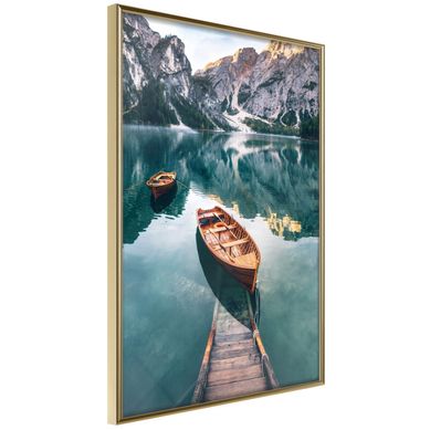 Affiche Murale Encadrée "lake In à Mountain Valley" 40 X 60 Cm Doré