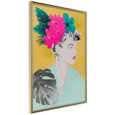 Affiche Murale Encadrée "crown Of Flowers" 40 X 60 Cm Doré