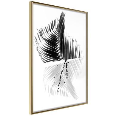 Affiche Murale Encadrée "abstract Feather" 40 X 60 Cm Doré
