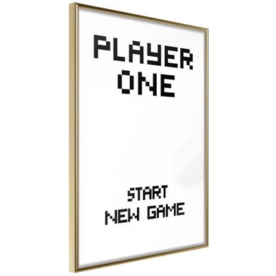 Affiche Murale Encadrée "player One" 21 X 30 Cm Doré