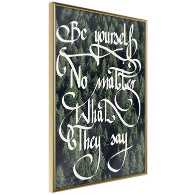 Affiche Murale Encadrée "be Yourself" 21 X 30 Cm Doré