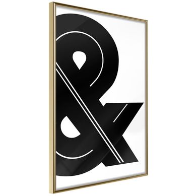 Affiche Murale Encadrée "ampersand Black And White" 40 X 60 Cm Doré
