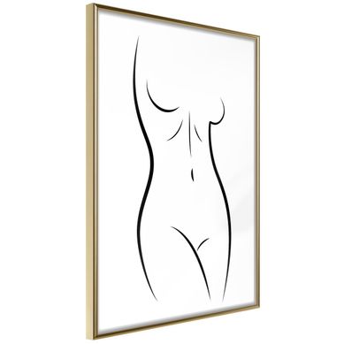 Affiche Murale Encadrée "minimalist Nude" 30 X 42 Cm Doré