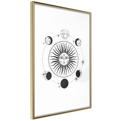 Affiche Murale Encadrée "sun And Moon" 30 X 42 Cm Doré