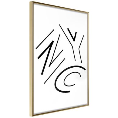 Affiche Murale Encadrée "three Letters" 30 X 42 Cm Doré