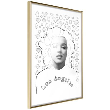 Affiche Murale Encadrée "marilyn In Los Angeles" 30 X 42 Cm Doré