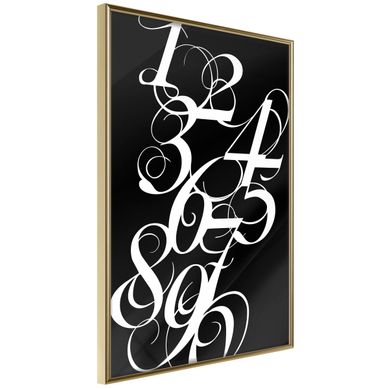 Affiche Murale Encadrée "alphabet Of Digits" 30 X 42 Cm Doré