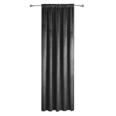 Rideau Occultant En Velours À Galon Fronceur Gris Anthracite 140x250 Cm