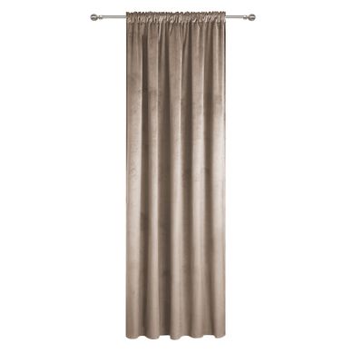 Rideau Occultant En Velours À Galon Fronceur Beige 140x250 Cm