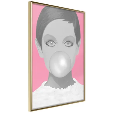 Affiche Murale Encadrée "twiggy" 21 X 30 Cm Doré