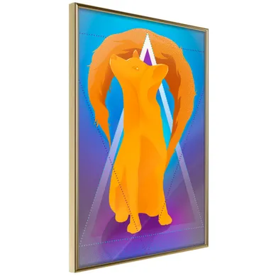 Affiche Murale Encadrée "fire Fox" 21 X 30 Cm Doré