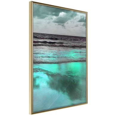 Affiche Murale Encadrée "iridescent Sea" 30 X 42 Cm Doré