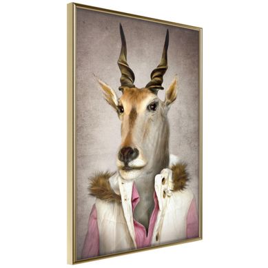 Affiche Murale Encadrée "animal Alter Ego Antelope" 21 X 30 Cm Doré