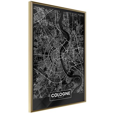 Affiche Murale Encadrée "city Map Cologne Dark" 21 X 30 Cm Doré
