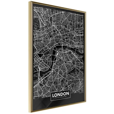 Affiche Murale Encadrée "city Map London Dark" 40 X 60 Cm Doré