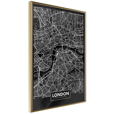 Affiche Murale Encadrée "city Map London Dark" 30 X 42 Cm Doré