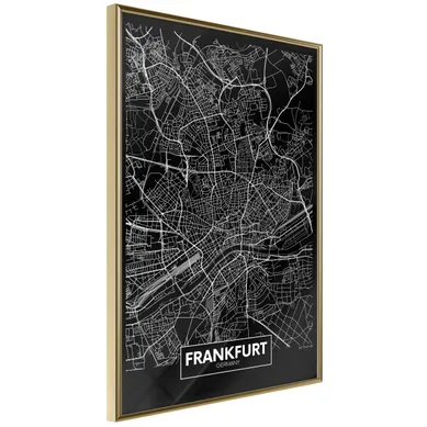 Affiche Murale Encadrée "city Map Frankfurt Dark" 21 X 30 Cm Doré