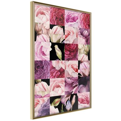 Affiche Murale Encadrée "floral Jigsaw" 21 X 30 Cm Doré