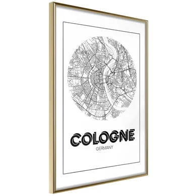 Affiche Murale Encadrée "city Map Cologne Round" 21 X 30 Cm Doré