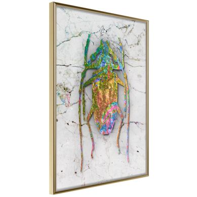 Affiche Murale Encadrée "iridescent Insect" 30 X 42 Cm Doré