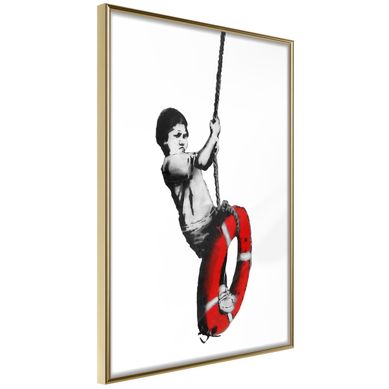 Affiche Murale Encadrée "banksy Swinger" 30 X 42 Cm Doré Affiche Murale Encadrée "banksy Swinger" 30 X 42 Cm Doré