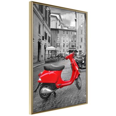 Affiche Murale Encadrée "the Most Beautiful Scooter" 30 X 42 Cm Doré