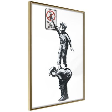 Affiche Murale Encadrée "banksy Graffiti Is à Crime" 30 X 42 Cm Doré Affiche Murale Encadrée "banksy Graffiti Is à Crime" 30 X 42 Cm Doré