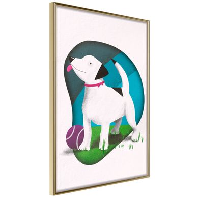 Affiche Murale Encadrée "dog's Dream" 30 X 42 Cm Doré