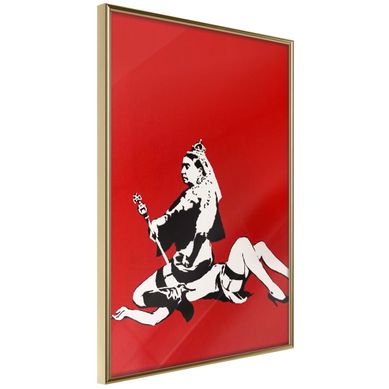 Affiche Murale Encadrée "banksy Queen Victoria" 30 X 42 Cm Doré