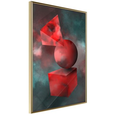 Affiche Murale Encadrée "red Solid Figures" 21 X 30 Cm Doré