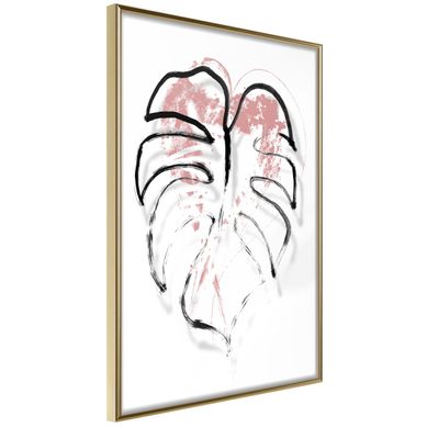 Affiche Murale Encadrée "black Leaf Outline" 21 X 30 Cm Doré