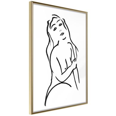 Affiche Murale Encadrée "shape Of à Woman" 30 X 42 Cm Doré