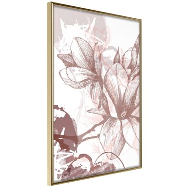 Affiche Murale Encadrée "drawn Flower" 40 X 60 Cm Doré