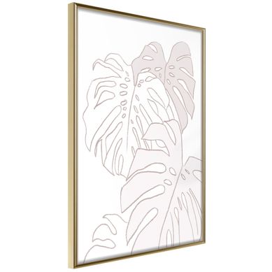 Affiche Murale Encadrée "beige Leaves" 40 X 60 Cm Doré