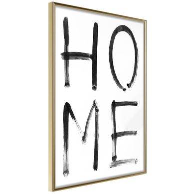 Affiche Murale Encadrée "simply Home" 40 X 60 Cm Doré
