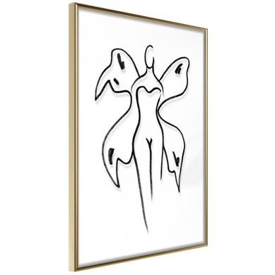 Affiche Murale Encadrée "delicate Feminity" 21 X 30 Cm Doré
