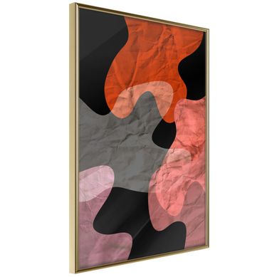 Affiche Murale Encadrée "colourful Camouflage Orange" 30 X 42 Cm Doré