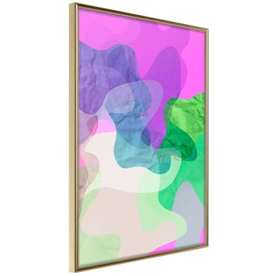 Affiche Murale Encadrée "colourful Camouflage Pink" 21 X 30 Cm Doré