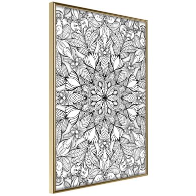 Affiche Murale Encadrée "colourless Mandala" 21 X 30 Cm Doré