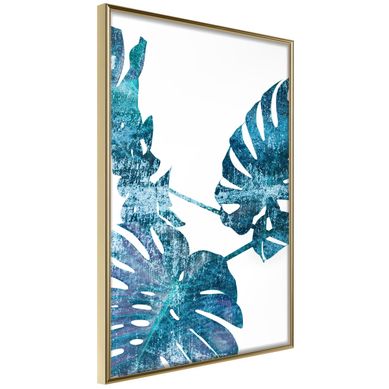 Affiche Murale Encadrée "sapphire Monstera" 40 X 60 Cm Doré